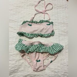 Cecil and Lou alligator smocked bikini